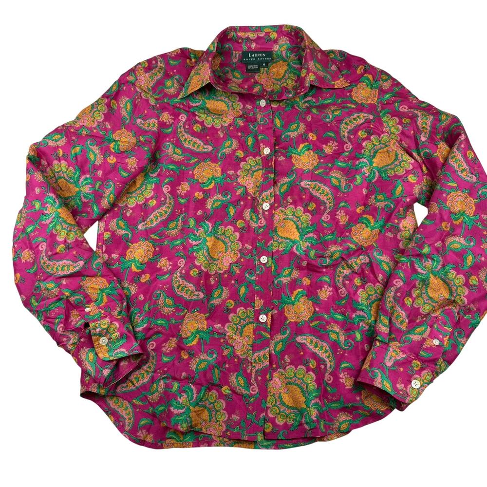 Lauren Ralph Lauren Silk Paisley Blouse Size M